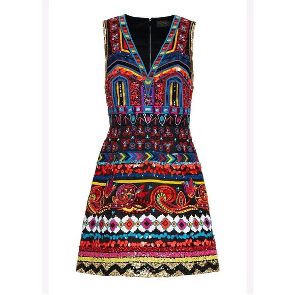 NWT $1,395 Alice + Olivia Patty Flared Embroidered Bead Sequin Lantern D… - Picture 10 of 15